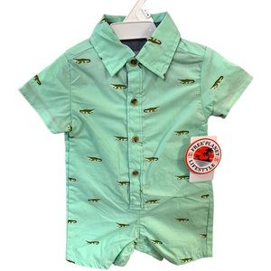 FREE PLANET Gator Romper Short Sleeve 0/3M Baby Boy 🐊